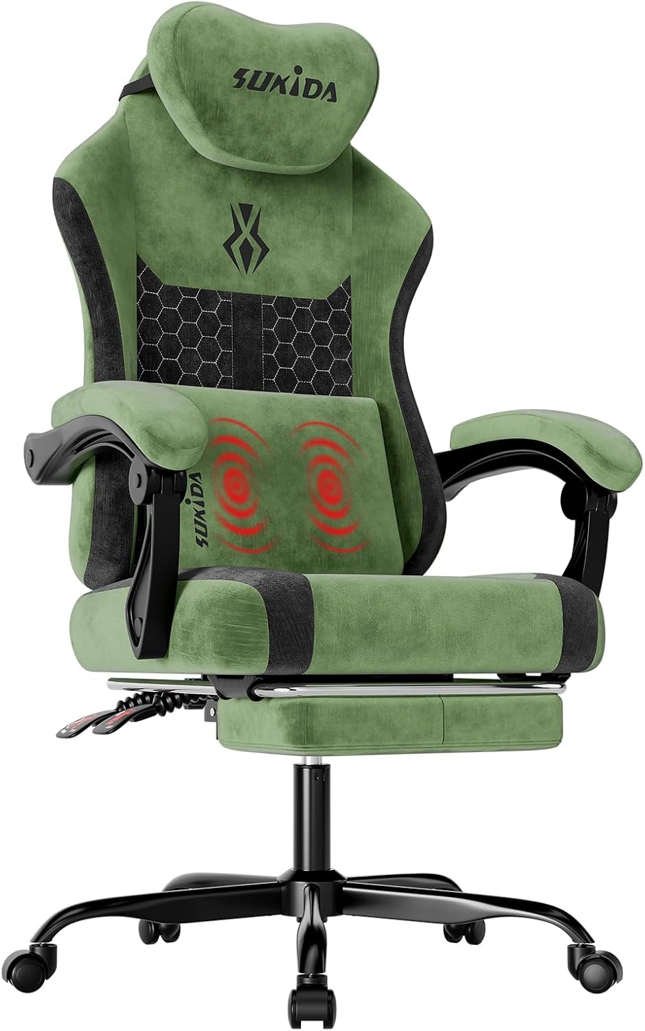 Massage - Fauteuil de jeu vidéo en tissu,