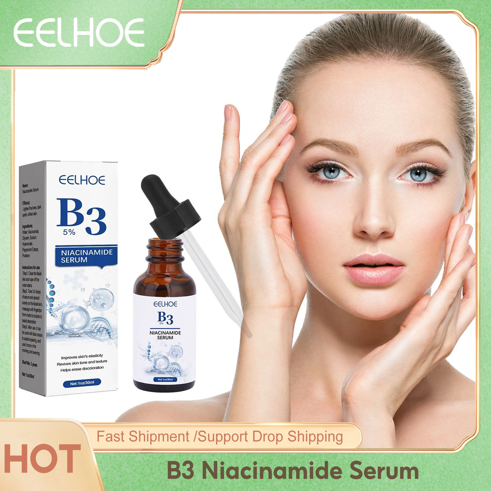 Niacinamide Pore Shrinking Essence - V1.Niacinamide-Sérum anti-déformable, lissage des ridules, anti-taches,