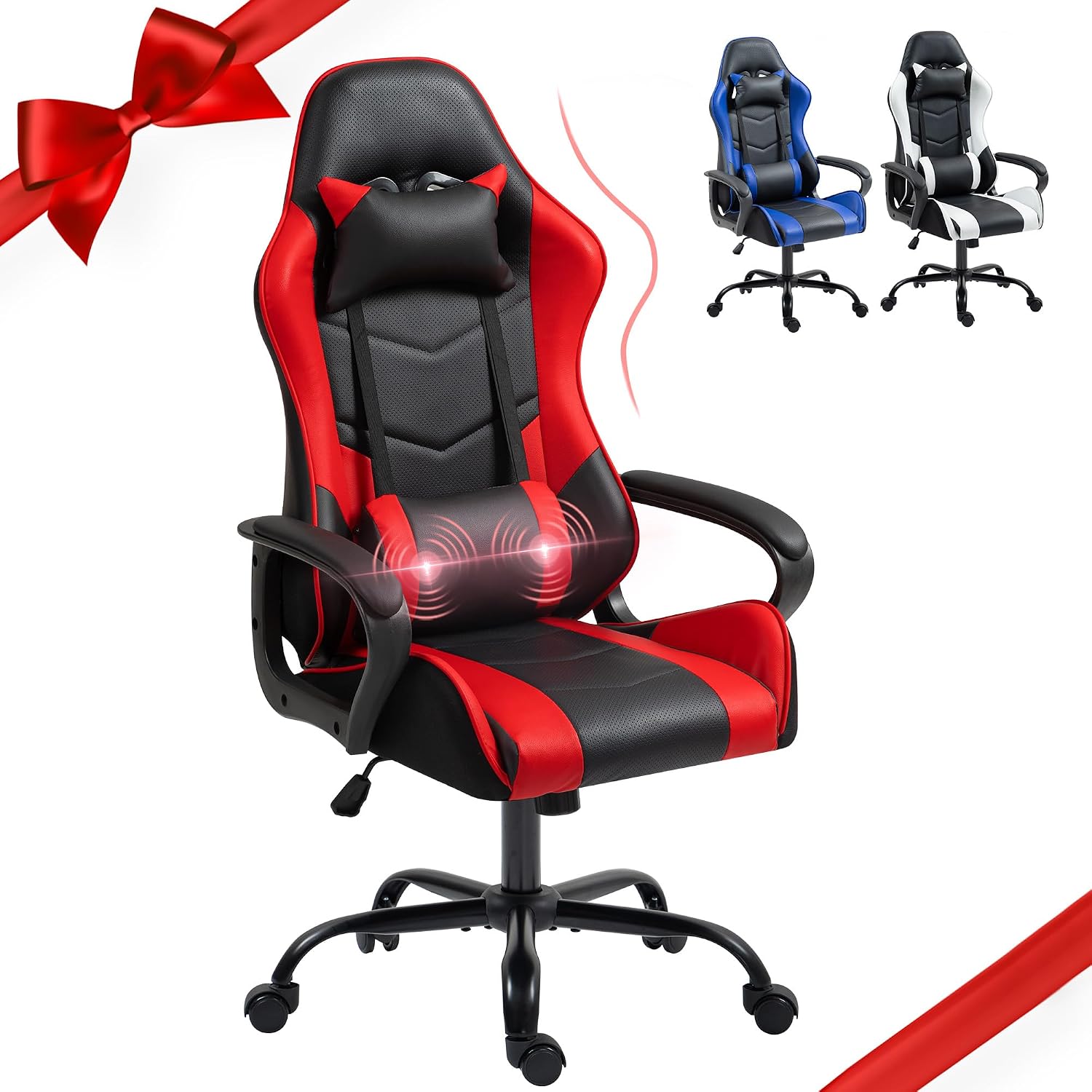 Massage - Chaise de jeu ergonomique rouge, massage