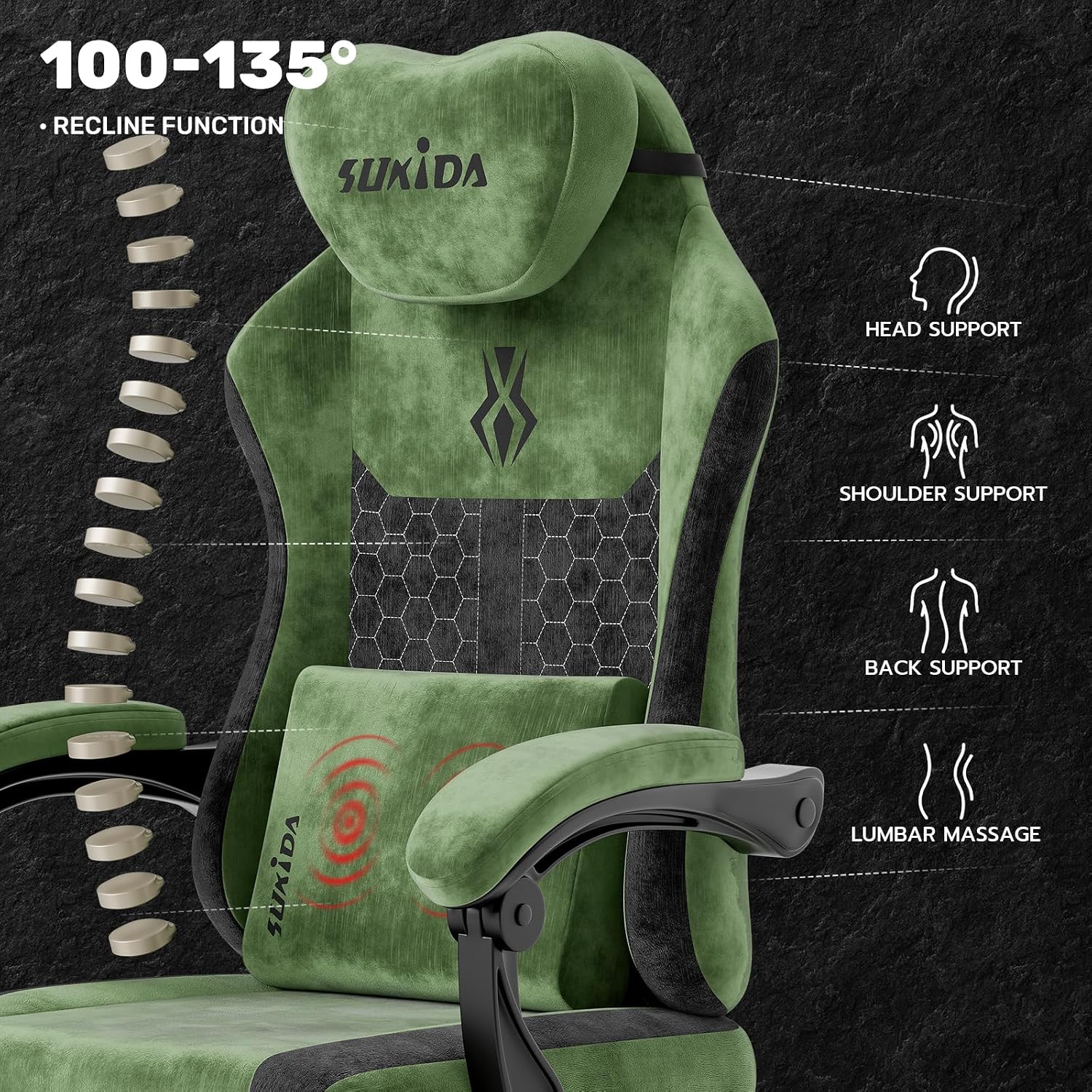 Fauteuil de jeu vidéo en tissu - Massage avis et prix